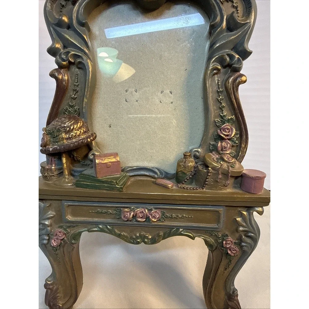 Ornate 3D Resin Vanity Table Picture Frame - Vintage Rococo Shabby Chic Tabletop